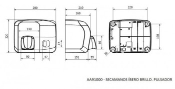 SECAMANOS ÍBERO ACERO INOX. BRILLO PULSADOR