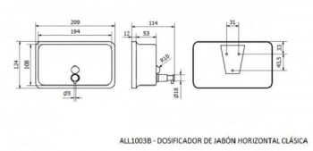 DOSIFICADOR JABON HORIZONTAL ACERO INOX (BRILLO)