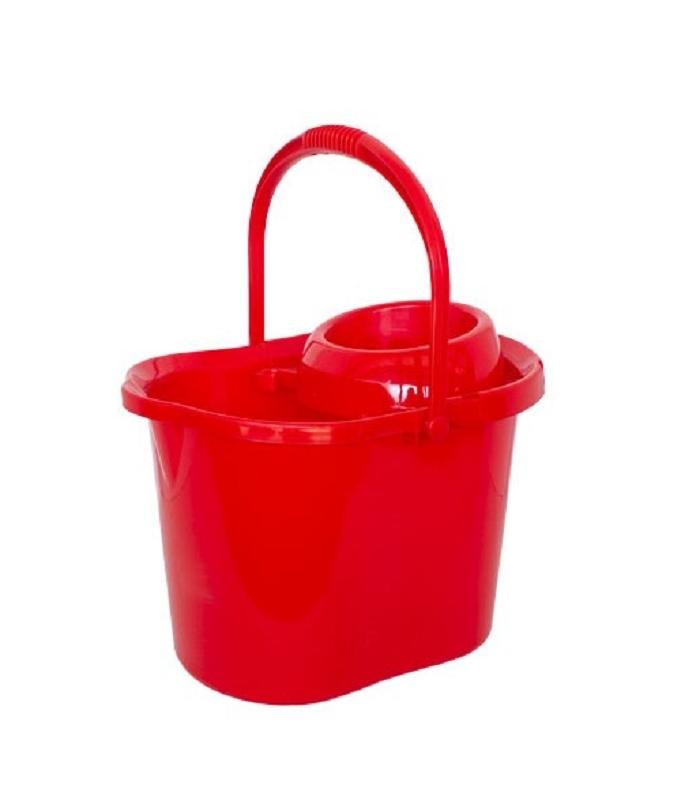 CUBO OVALADO C/ESCURRIDOR ROJO 15 LTS.