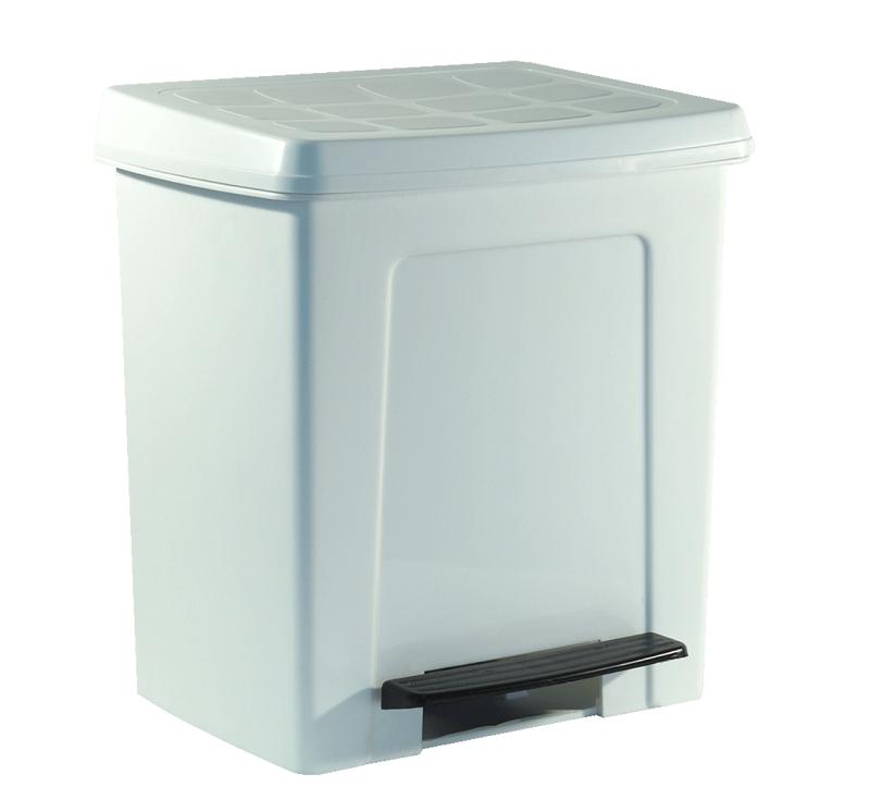PAPELERA PEDAL 8LTS BLANCA (CUADRADA)