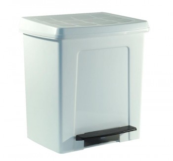 PAPELERA PEDAL 8LTS BLANCA (CUADRADA)