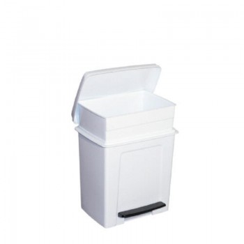 PAPELERA PEDAL 8LTS BLANCA (CUADRADA)