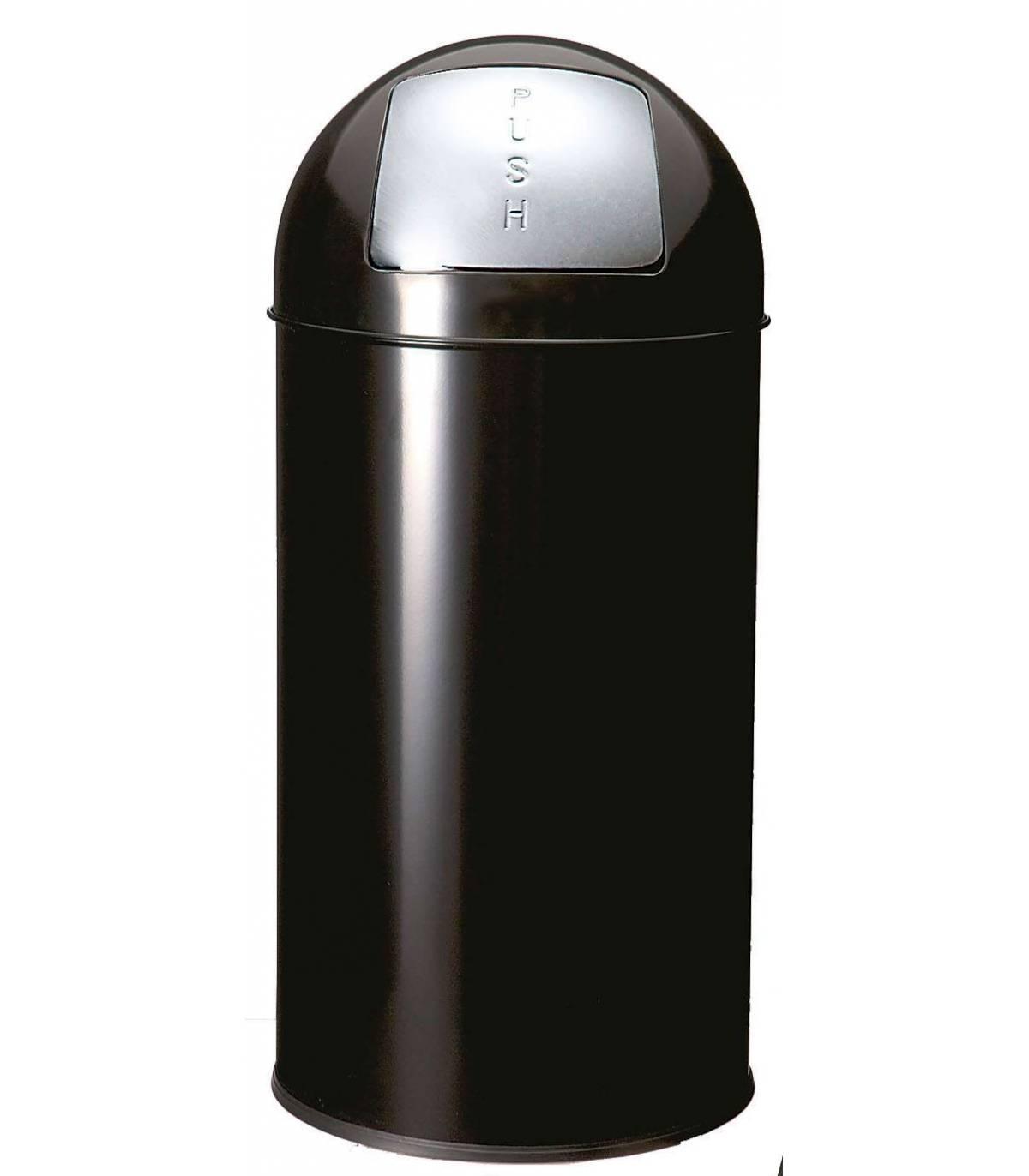 PAPELERA PUSH ACERO INOX 40L (NEGRA)