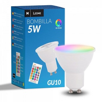 BOMBILLA LED COLORES GU10 5W CON MANDO (RGBW)