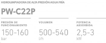 HIDROLIMPIADORA (150BARES - 160 BARES) PW-C22P
