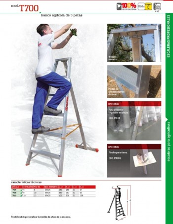 ESCALERA / BANCO AGRICOLA 3 PATAS 8 PELDAÑOS