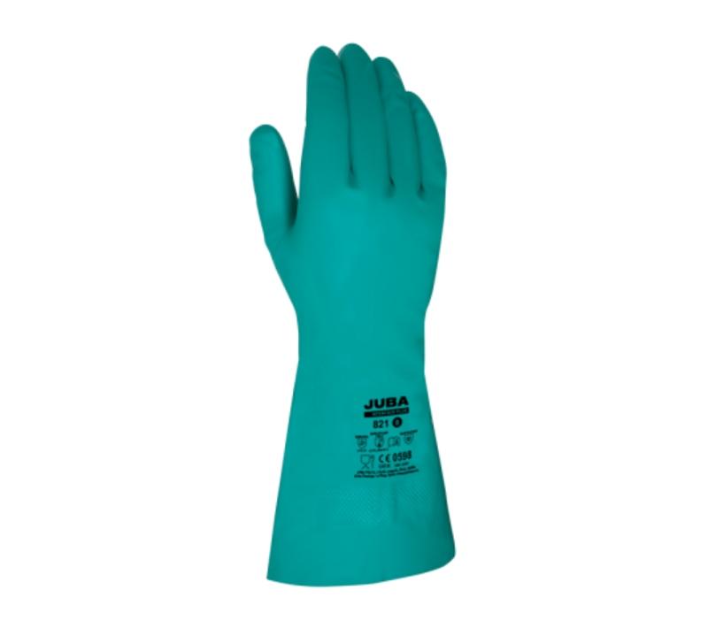 GUANTES JUBA 821 NITRILO VERDE CAT.III (TALLAS : 8 - 9 - 10)
