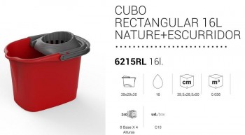 CUBO RECTANGULAR 16L. ROJO C/ESCURRIDOR