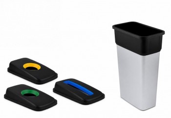 CONTENEDOR PAPELERA SELECTIVO NEO ECOSORT GRIS/NEGRA (70 LITROS)