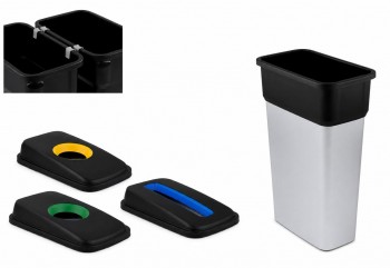 CONTENEDOR PAPELERA SELECTIVO NEO ECOSORT GRIS/NEGRA (70 LITROS)