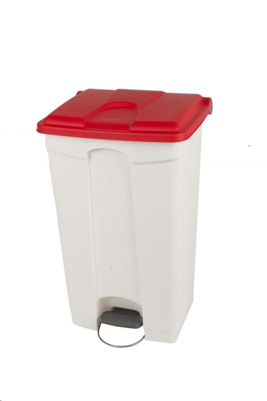 CONTENEDOR POLARIS 90LT.TAPA ROJO+PEDAL+RUEDAS