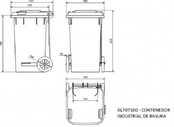 CONTENEDOR INDUSTRIAL NEGRO 100L. CON PEDAL