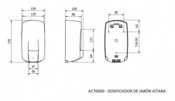 DOSIFICADOR JABON AITANA BLANCO 900ml.