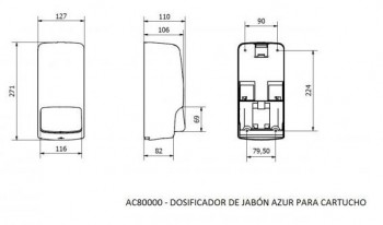 DOSIFICADOR JABON AZUR BLANCO (CARGA CARTUCHO)