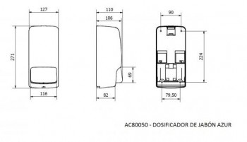 DOSIFICADOR JABON AZUR BLANCO 850ml.