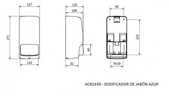 DOSIFICADOR JABON AZUR FUME 850ml.