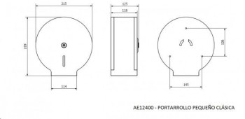 DISPENSADOR PORTARROLLOS PAPEL HIGIENICO INDUSTRIAL METALICO EPOXI BLANCO 200m/45mm