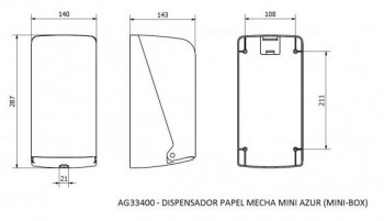 DISPENSADOR TOALLERO PAPEL SECAMANOS MECHA MINI AZUR FUME