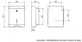 DISPENSADOR TOALLA - SERVILLETA TOALLERO ZIG-ZAG ACERO INOXIDABLE BRILLO Z/600