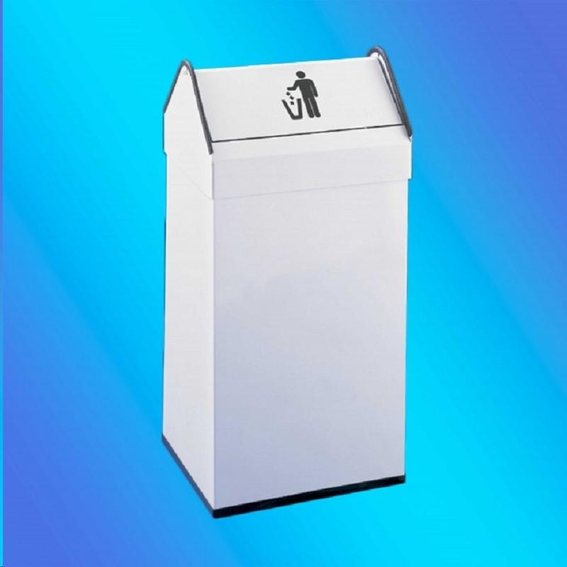 PAPELERA RECTANGULAR PINTADA TAPA BASCULANTE 40L.