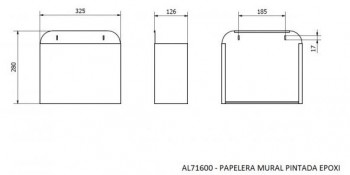PAPELERA MURAL INTERIOR EPOXI BLANCA 10L.