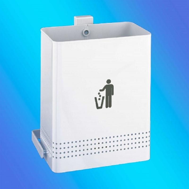 PAPELERA BASCULANTE PARED EXTERIOR PINTADA BLANCA 30L.