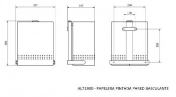 PAPELERA BASCULANTE PARED EXTERIOR PINTADA BLANCA 30L.