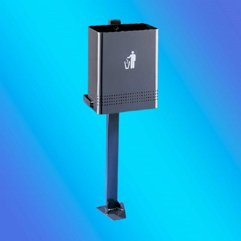PAPELERA EXTERIOR BASCULANTE SUELO C/PIE 30L.