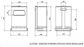 CENICERO PAPELERA PINTADA PARED BASCULANTE 40L.