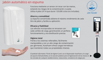 DISPENSADOR OPTICO AUTOMATICO AUTOFOAM BLANCO (JABON / HIDROALCOHOL)