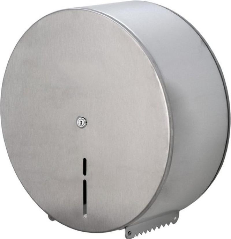 DISPENSADOR PORTARROLLOS PAPEL HIGIENICO INDUSTRIAL ACERO INOXIDABLE SATINADO 45mm (CON CERRADURA ANTIVANDALICA)