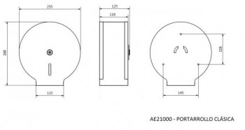 DISPENSADOR PORTARROLLOS PAPEL HIGIENICO INDUSTRIAL ACERO INOXIDABLE SATINADO 300M/45MM