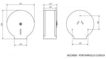 DISPENSADOR PORTARROLLOS PAPEL HIGIENICO INDUSTRIAL ACERO INOXIDABLE 200M/45mm