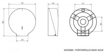DISPENSADOR PORTARROLLOS PAPEL HIGIENICO (MAXI-JUMBO) AZUR BLANCO 500M