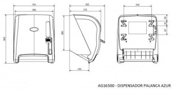 DISPENSADOR PAPEL AUTOCORTE PALANCA BLANCO AZUR