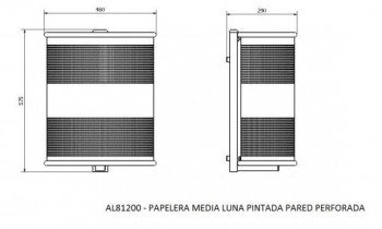 PAPELERA PARED MEDIA LUNA PARED PERFORADA ANTIVANDALICA