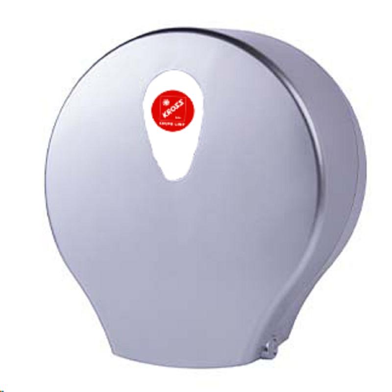 DISPENSADOR PORTARROLLOS PAPEL HIGIENICO INDUSTRIAL KROSS "ARES" PLATA METALIZADO 45mm