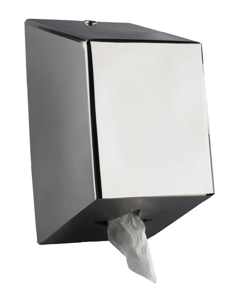 DISPENSADOR TOALLERO PAPEL SECAMANOS MECHA ACERO INOX. BRILLO