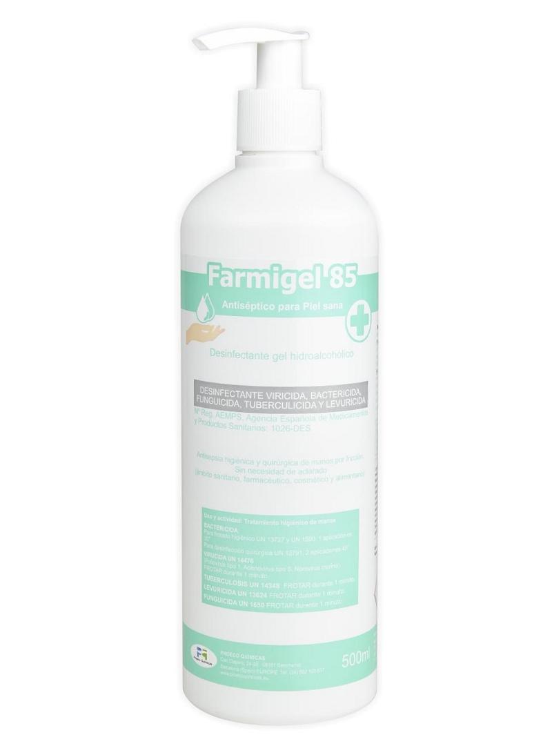 DESINFECTANTE VIRICIDA PARA MANOS FARMIGEL 85 (500ml)